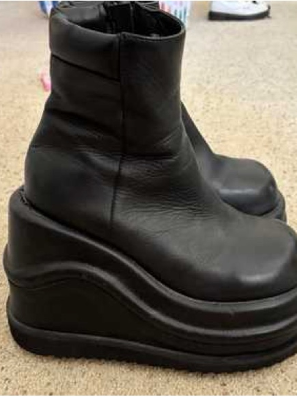 UNIF wave Black Layered Platform Ankle Boots
